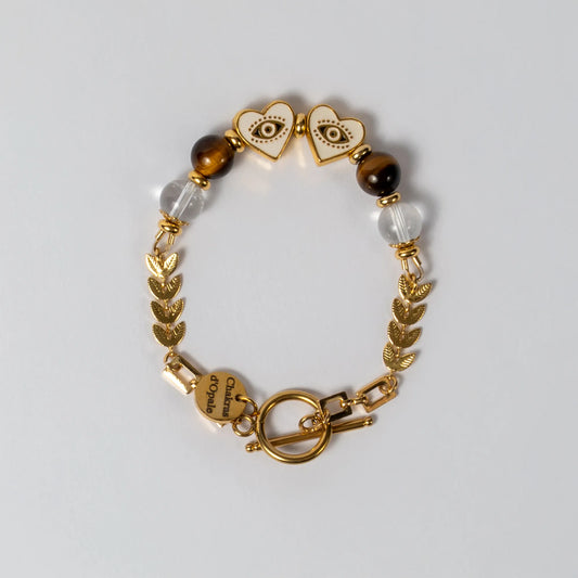 Bracelet Œil de Nazar Coeur "Amour Pur" Oeil de tigre