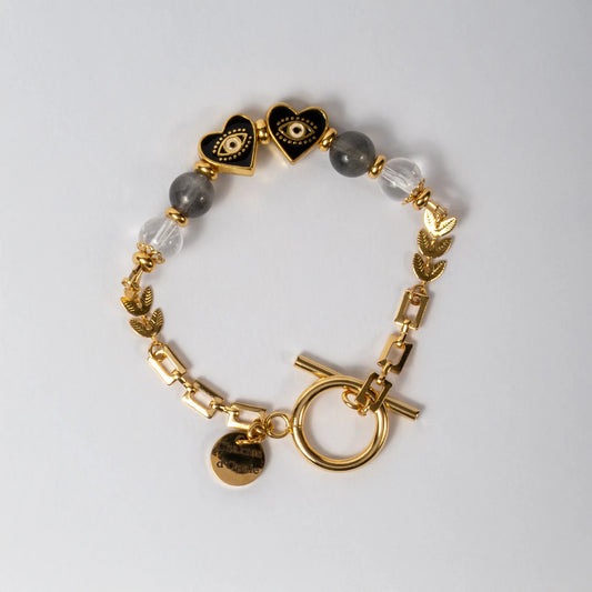 Bracelet Œil de Nazar Coeur "L’Amour de l’Ombre" labradorite