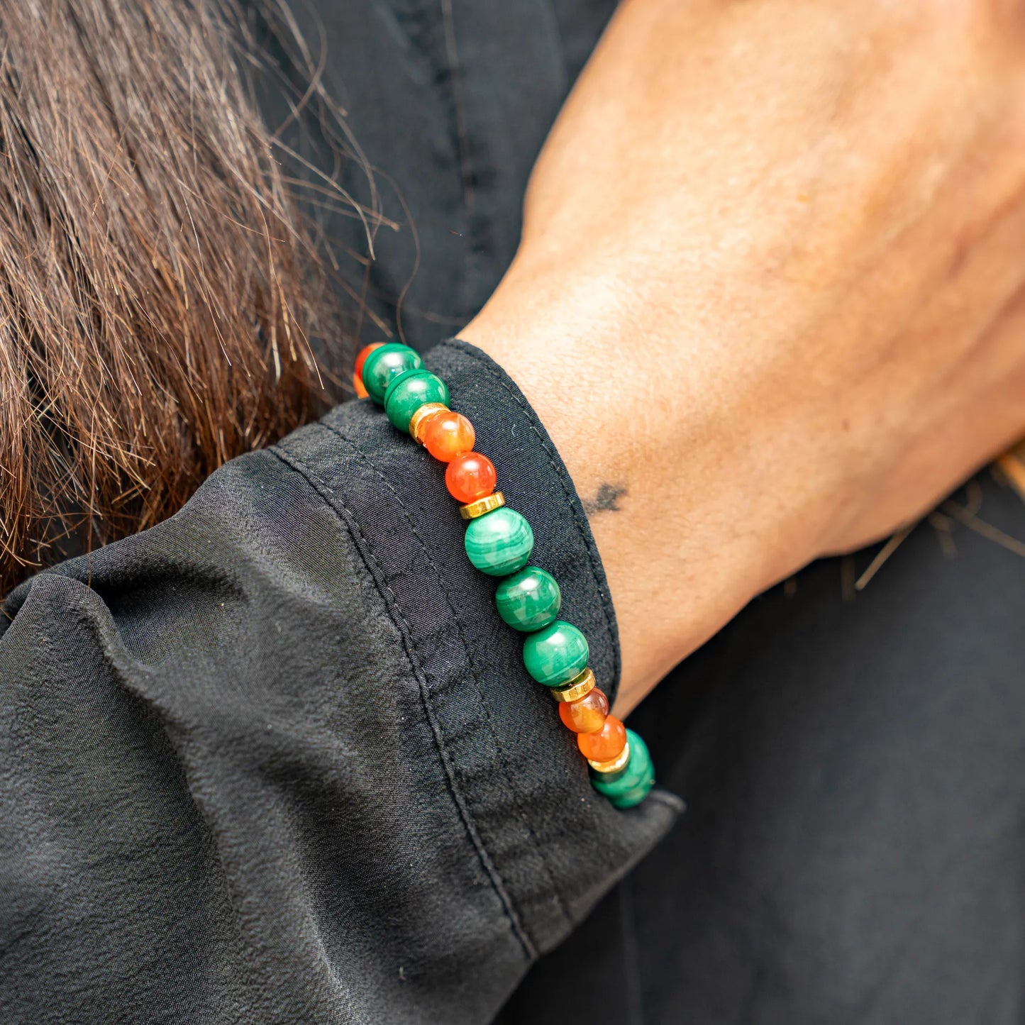 Bracelet contre l’endométriose – Malachite et Cornaline