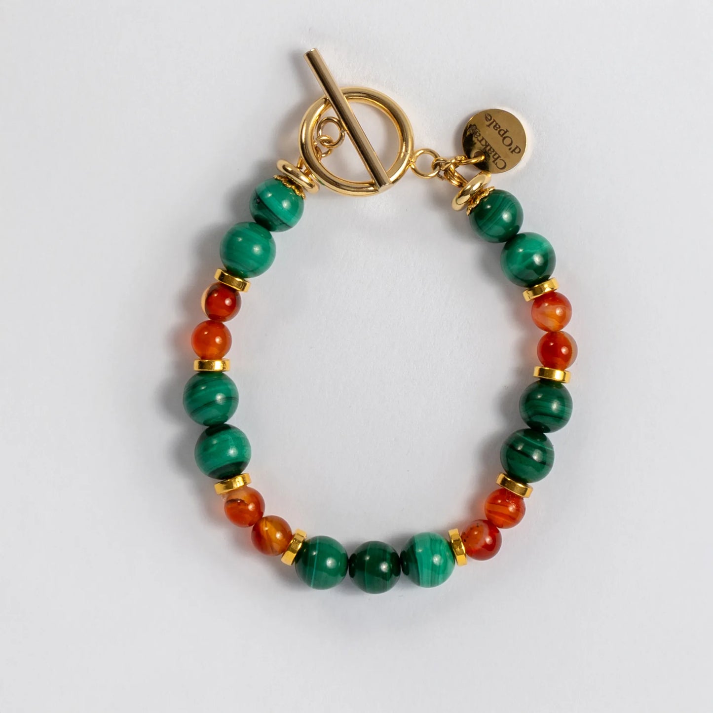 Bracelet contre l’endométriose – Malachite et Cornaline