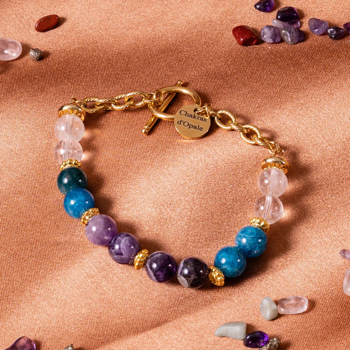 Weight Loss Bracelet - Blue Apatite, Amethyst and Rock Crystal