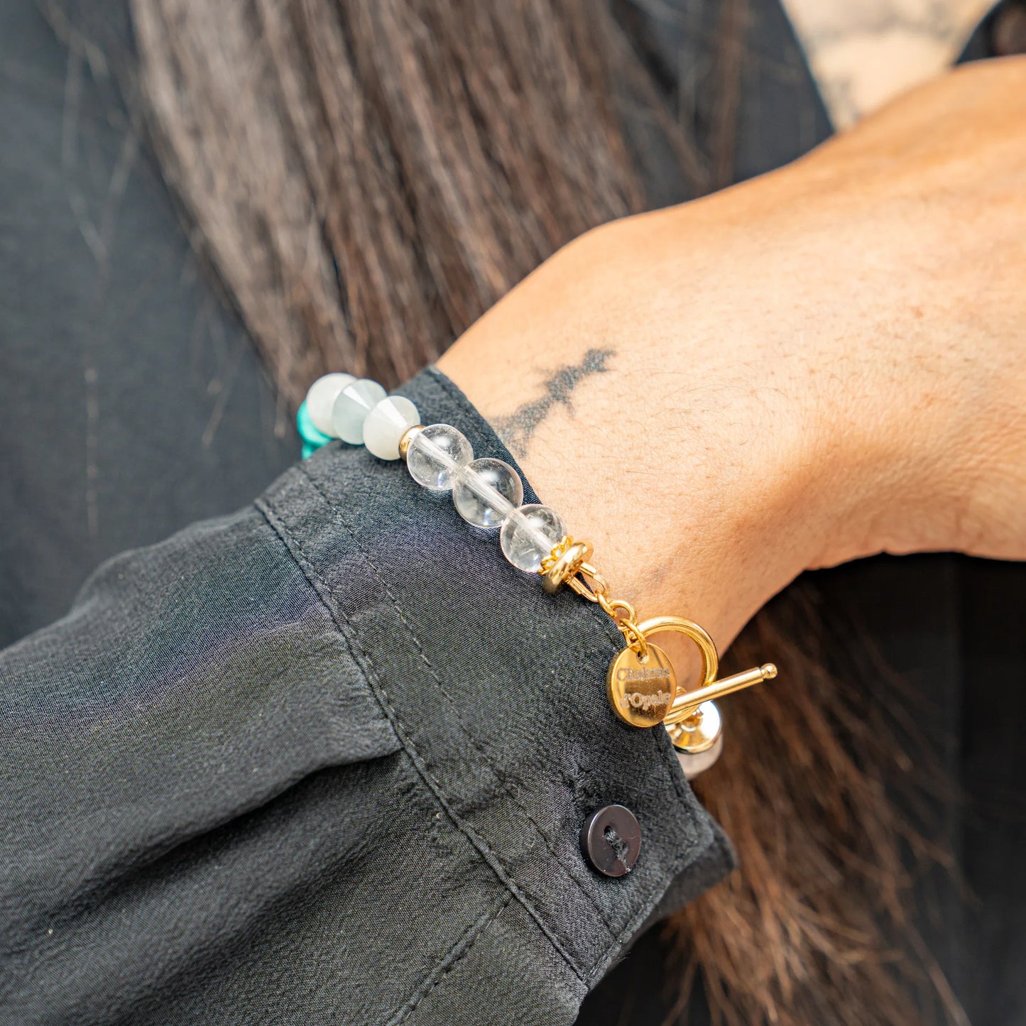Turquoise and aquamarine "Shield of Wisdom" protective bracelet
