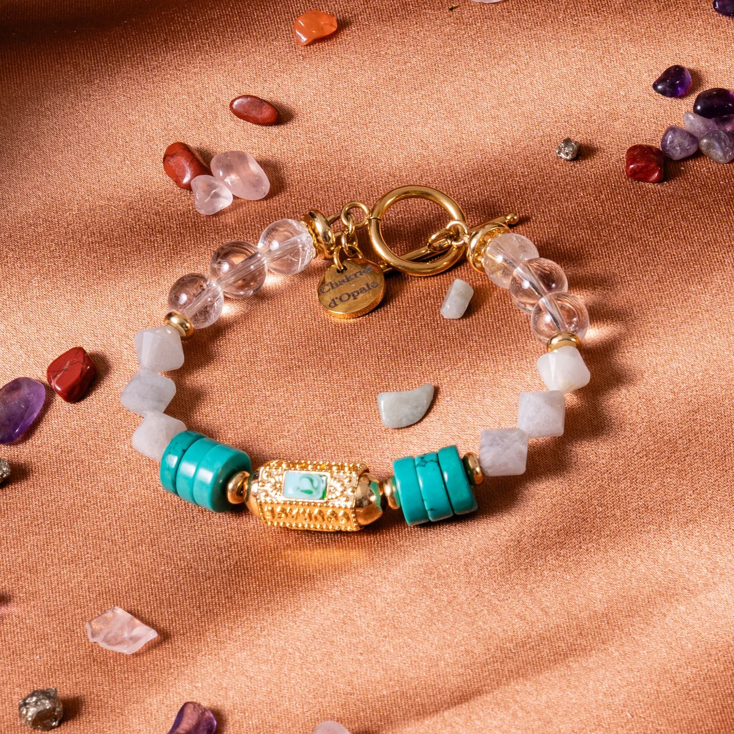 Turquoise and aquamarine "Shield of Wisdom" protective bracelet