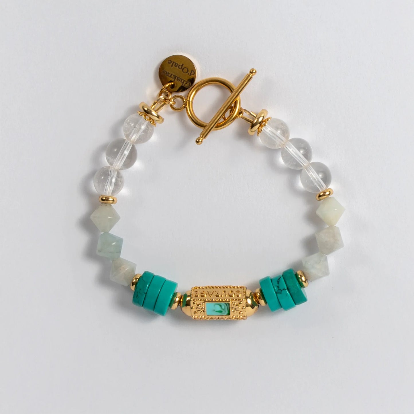 Turquoise and aquamarine "Shield of Wisdom" protective bracelet