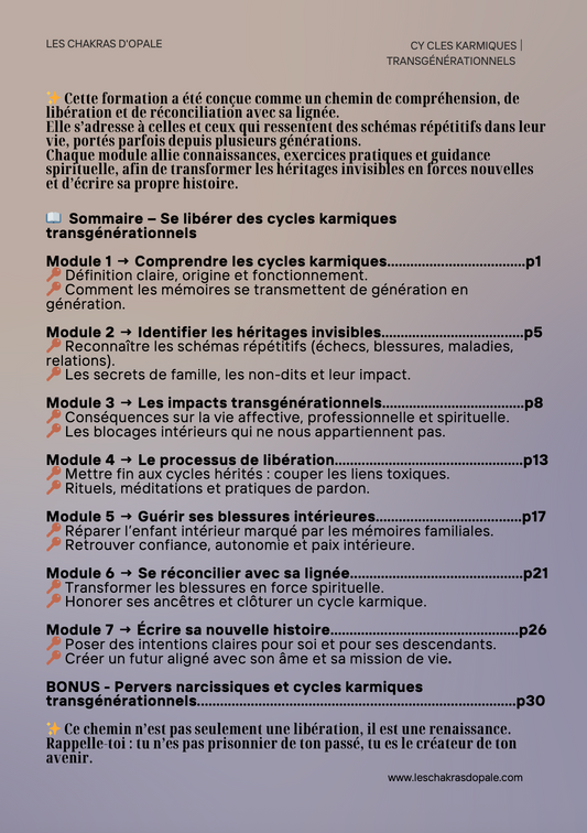 Formation PDF Exclusive : Clôturer les Cycles Karmiques Transgénérationnels | De l'Héritage Invisible à la Libération Consciente