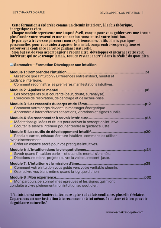 Formation PDF : Développer son Intuition | Réveillez la Voix Silencieuse de Votre Âme