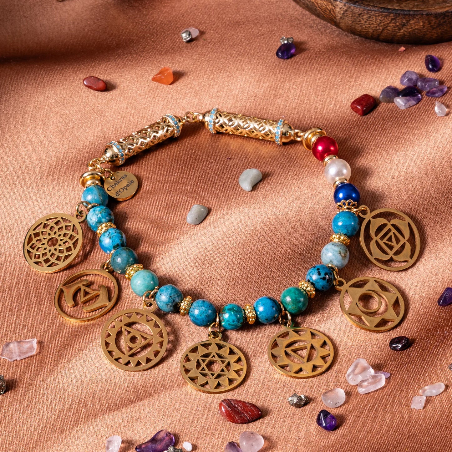 "Signature" Cat Necklace 7 chakras "Opal Feline"