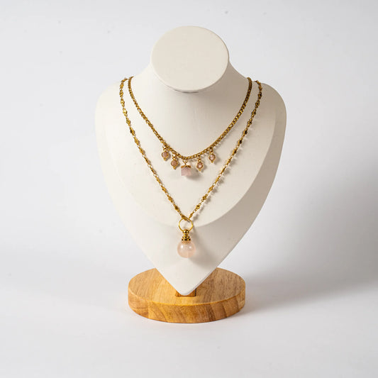 Collier en Quartz Rose "Parfum d'Amour"