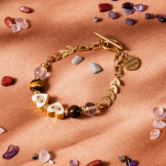 Bracelet Œil de Nazar Coeur "Amour Pur" Oeil de tigre
