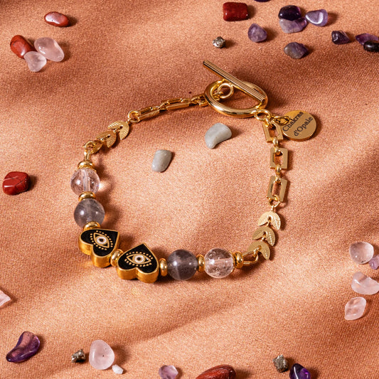 Bracelet Œil de Nazar Coeur "L’Amour de l’Ombre" labradorite