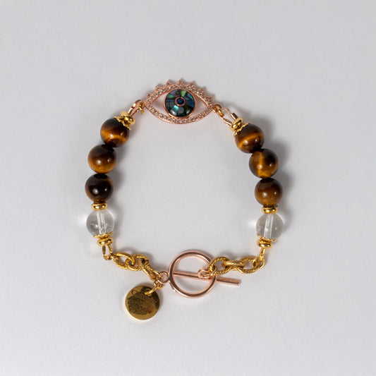 Bracelet Œil de Nazar Or Rose "Le Gardien du Coeur"