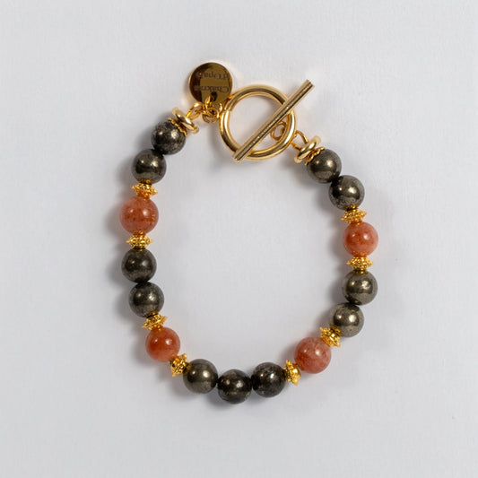 Bracelet Abondance et Rayonnement – Pyrite et Pierre du Soleil