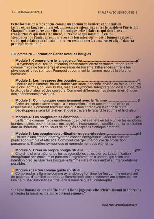 Formation PDF : Parler avec les Bougies | Interprétez le langage sacré de la Flamme